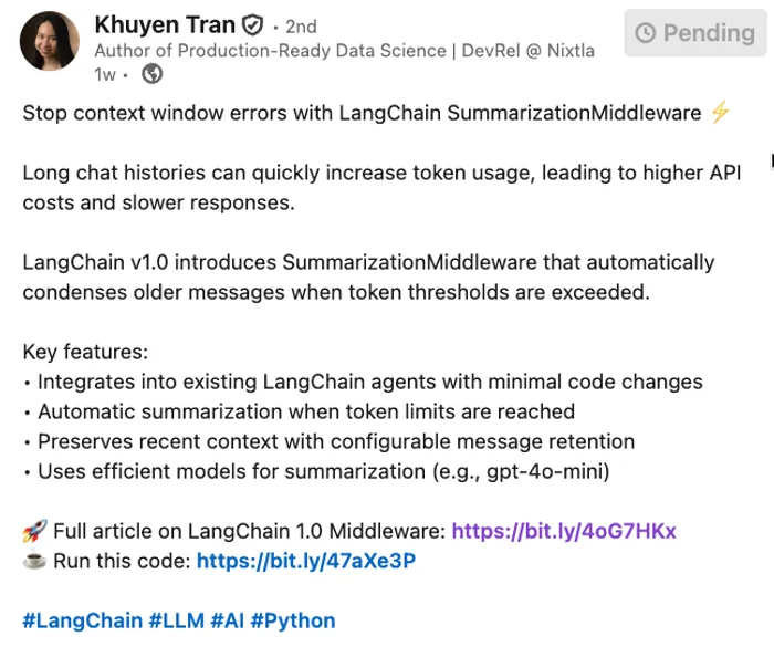 The original LinkedIn post